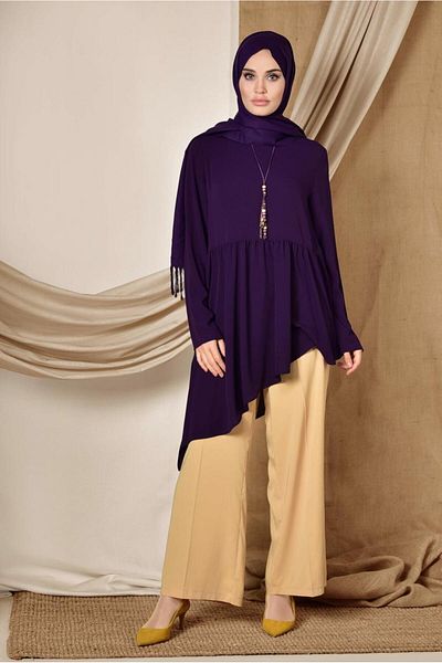 Alvina Asymetric Cut Volan Tunic 4864