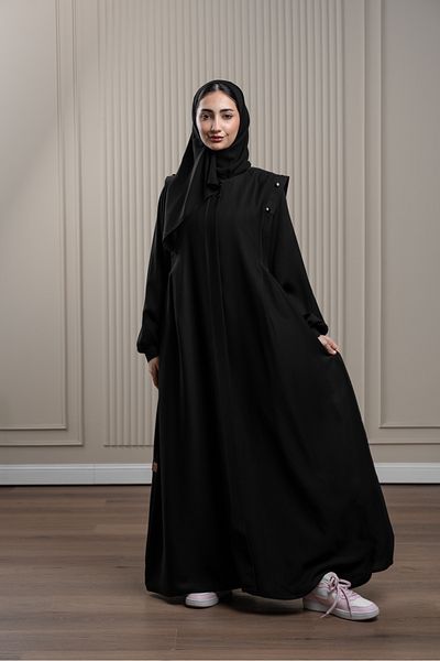 LAVİNİA عباية لافينيا نسائية، تصميم مظلة فضية يدوية الصنع، تطريز على الأكمام.