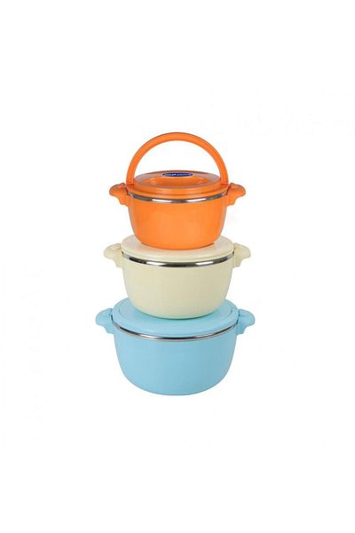 Heinner Set of 3 HEINNER BELLY BLUE thermal casseroles, 2+4+6L