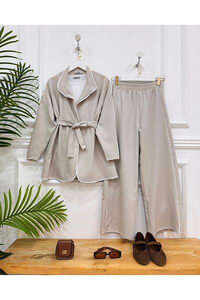 onix Beige Lora Jacket Double Suit