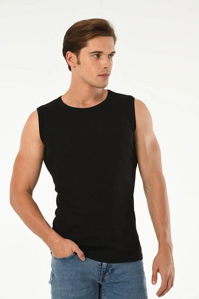 Mfö Life İç Giyim 5 Pieces Ribbed Crew Neck Zero Sleeve Men's Athlete 1St Quality Made from 100% Cotton Yarns.