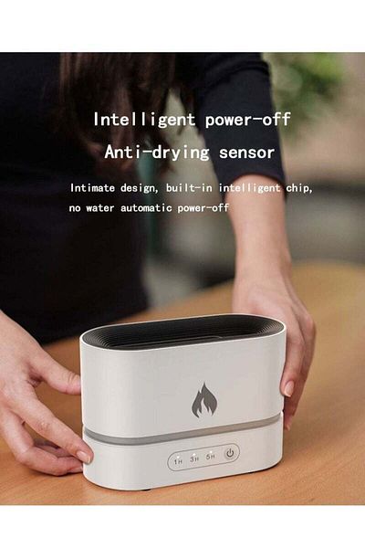COOYA Flame Aroma Diffuser, 3D Flame, Desktop, USB, White, For Home Office