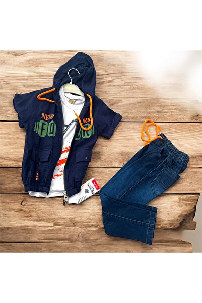 MUGAKİDS تي شيرت بغطاء للرأس - بنطلون - طقم مكون من 3 قطع