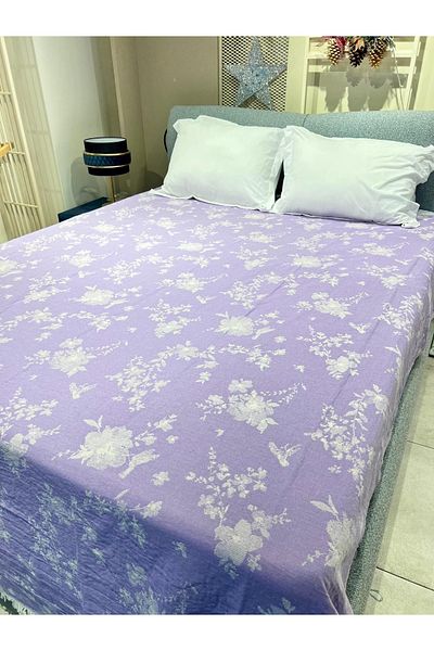 Explore Home , Tesh, Double, Cotton, Muslin, Bedspread - Purple