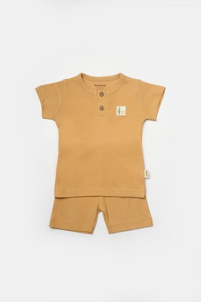 BabyCosy Organic Wear Set tricou cu pantaloni Bamboo, maro, BabyCosy, 50%bumbac+50% bambus Marime: 3-6 luni