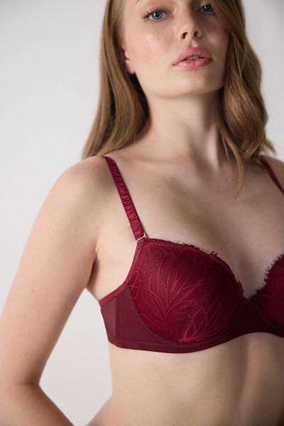 Magic Form Leaf Patterned Lace Push Up Supported Bra - 2685