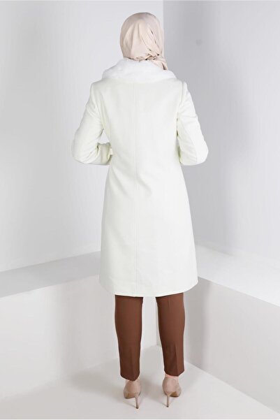 Alvina Fur Detailed Belted Coat 90357