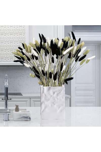 Apomkjoe Buchet cu 120 fire de pampas, flori uscate, multicolore, 45 cm