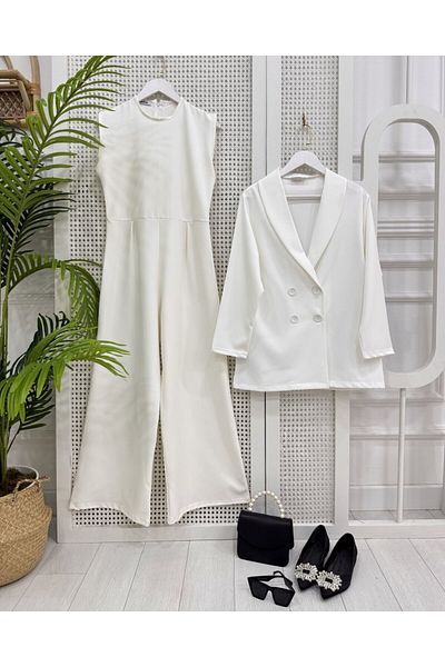 onix Livoni Jacket Jumpsuit Suit Ecru Model Shoes