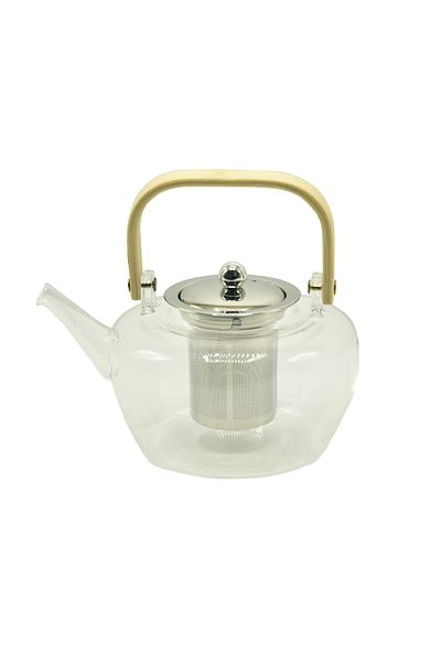 Generic 1.2L Glass Teapot with Wooden Handle