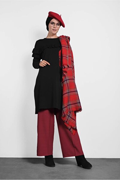 Alvina 40003 Model Ruffle Detailed Knitwear Tunic