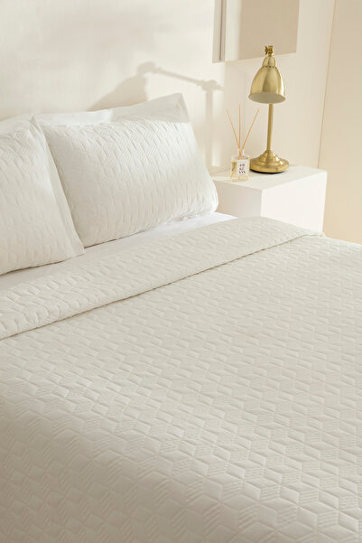 Karaca Home Liora Çift Kişilik Yatak Örtüsü Beyaz