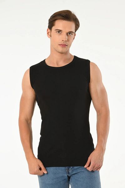 Mfö Life İç Giyim 10 Pieces Ribbed Crew Neck Zero Sleeve Men's Athlete 1St Quality Made from 100% Cotton Yarns.