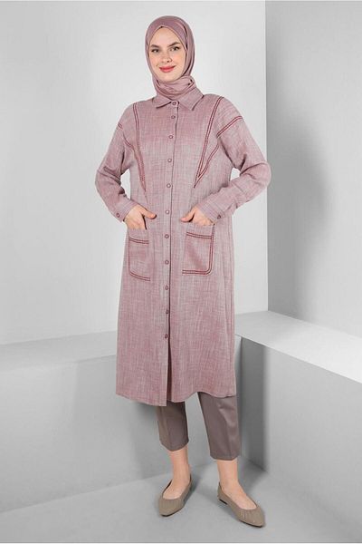 Alvina Stitch Detailed Pocketed Buttoned Tunic 43808