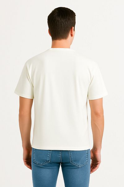 JUSTEVER Ανδρικό T-Shirt από 100% βαμβάκι Oversize Fit Crew Neck Ecru - Alpha