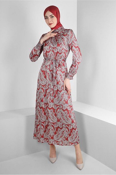 Alvina Ethnic Patterned Belted Dress 43753