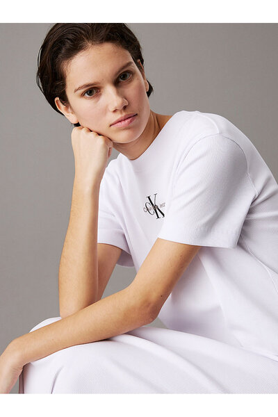 Calvin Klein MONOLOGO LONG RIB TEE DRESS