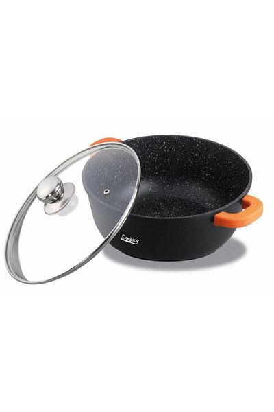 Heinner CAST ALUMINUM SAUCE POT + LID, 24 cm x 11.5 cm, 4.4 L, DARK LINE, COOKING BY HEINNER