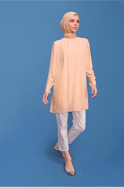 Alvina Stone Printed Tunic with Collar and Arms 41741