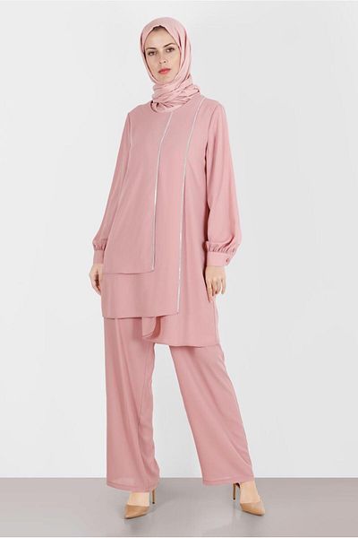 Alvina Stone Detailed Double Trousers Set - 42514