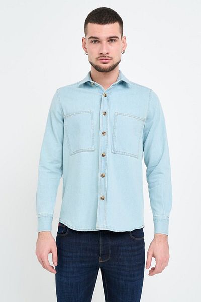 Lee Cooper Camasa barbat din denim cu buzunare