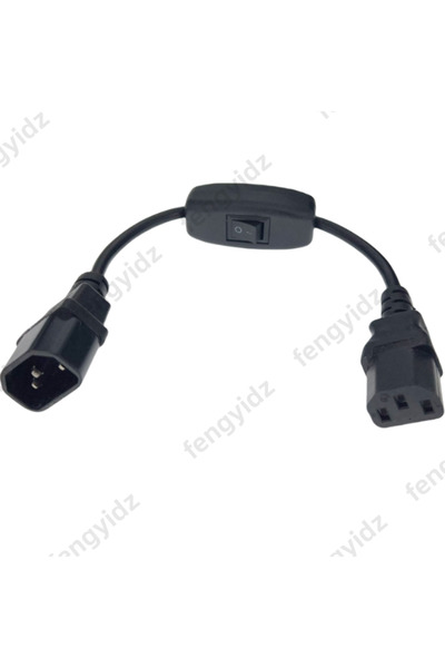 Choice سلك طاقة تمديد C14-C13 بطول 0.3 متر، موصل أنثى C13 إلى موصل ذكر C14 وفقًا لمعيار IEC 320 مع مفتاح تشغيل/إيقاف تشغيل 10 أمبير