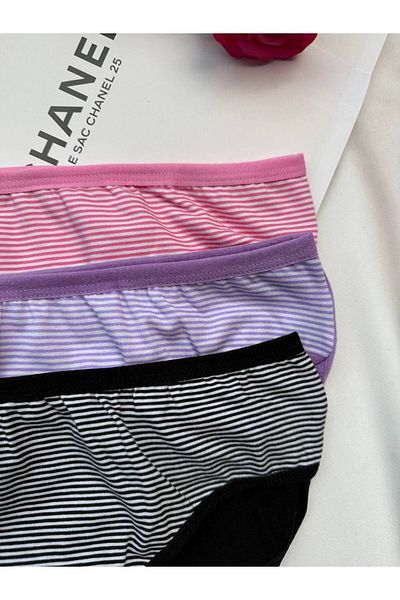 Tutku Set de chiloți model 3 piese bikini cu dungi Berry