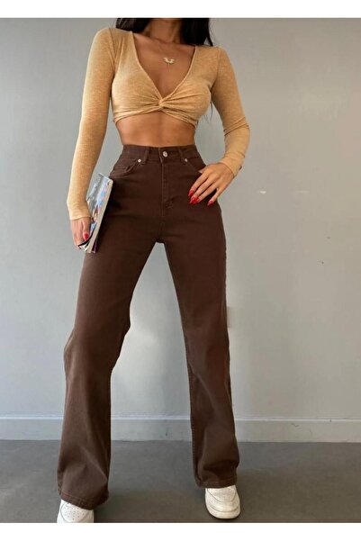 MİSLİNE High Belt Women's Palazzo Jeans New Season