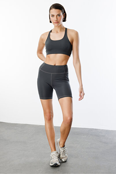 GENIUS STORE Light Supported Back Detailed Covered Sports Bra Cross-Athletic