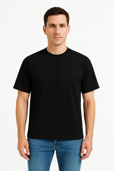 JUSTEVER Ανδρικό T-Shirt 100% Cotton Oversize Fit Crew Neck Μαύρο - Alpha