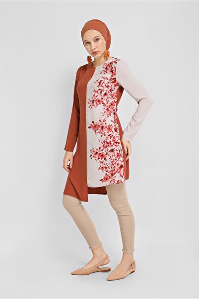 Alvina 40865 Model Belted Floral Patterned Tunic