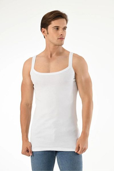 Mfö Life İç Giyim 6 Pieces Ribbed Thin Strap Double Bias Men's Undershirt 1St Quality Made from 100% Cotton Yarns.