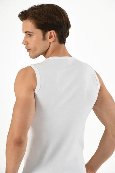 Mfö Life İç Giyim 5 Pieces Ribbed Crew Neck Zero Sleeve Men's Athlete 1St Quality Made from 100% Cotton Yarns.
