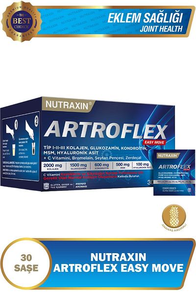 Nutraxin Artroflex Easy Move 30 Pieces of Sachets - Glucosamine, Chondroitin, MSM, Bromelain, Collagen and Okra Flower