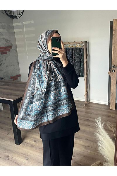 Merwiss Şal moale albastru-maro cu model Kokina