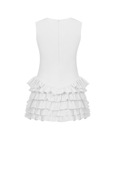 La Sarta Λευκό φόρεμα με βολάν με λαιμόκοψη Sardinia Halter