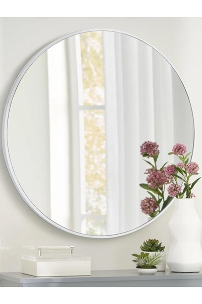 ÖZGLASSİNG Beyaz Yuvarlak Antre Duvar Aynası 45cm