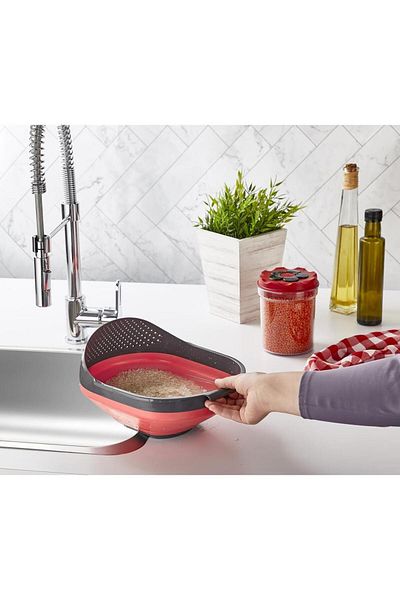 Heinner Heinner HR-QL-RS27 folding colander, for rice, beans, peas, 27.5 X 23 CM (Black/Red)