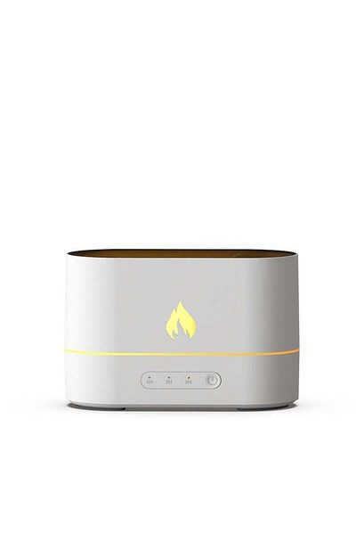 COOYA Flame Aroma Diffuser, 3D Flame, Desktop, USB, White, For Home Office