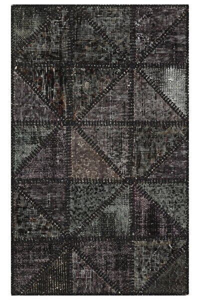 Grandhedefhalı GENELEKSEL EL DOKUMA GRİ RENGİ PATCHWORK HALI PASPAS