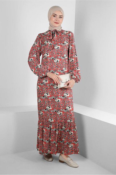 Alvina PATTERNED COLLAR TIE DRESS 43748