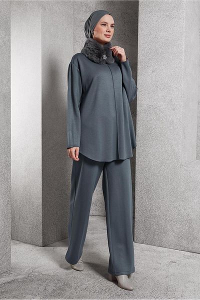 Alvina 45086 Model Fur Detailed Trousers Set