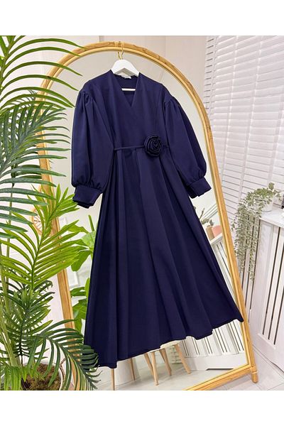 onix Navy Blue Yakamoz Dress