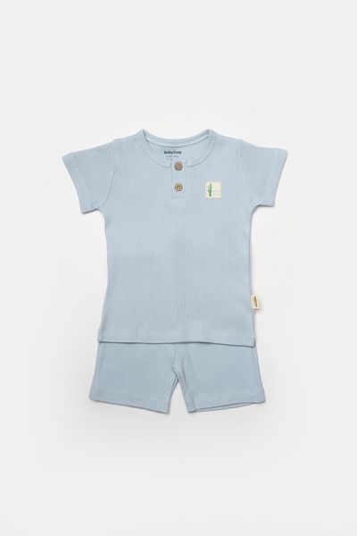BabyCosy Organic Wear Set tricou cu pantaloni Bamboo, blue, BabyCosy, 50%bumbac+50% bambus Marime: 3-6 luni