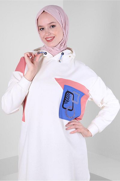 Alvina Hooded Printed Tracksuit Tunic - 43622