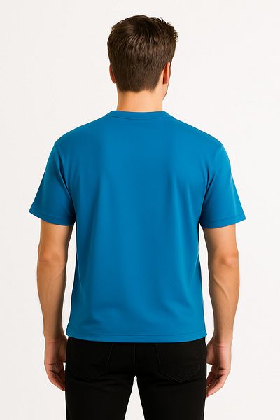 JUSTEVER 100% bumbac, cu croială supradimensionată, cu decolteu, albastru, tricou pentru bărbați - Alpha