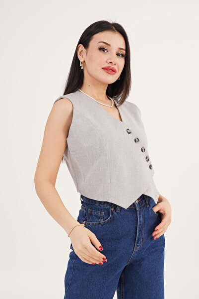 Hipo Trend V-подібний комір, трикутний крій, сірий жилет