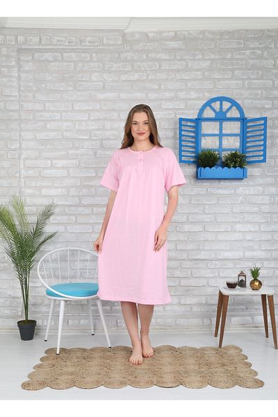 ZBTEKS Seasonal Cotton Loose Cut Wide Fit Short Sleeve Mother Nightgown