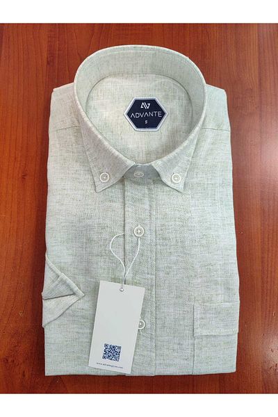 ADVANTE Güncüoglu 100% Cotton Short Sleeve Pocket Collar Buttoned Solid Color Classic Men's Shirt