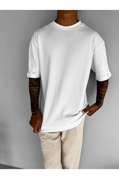 ablukaonline Ανδρικό μπλουζάκι oversized Premium Fabric Grammage Basic Λευκό